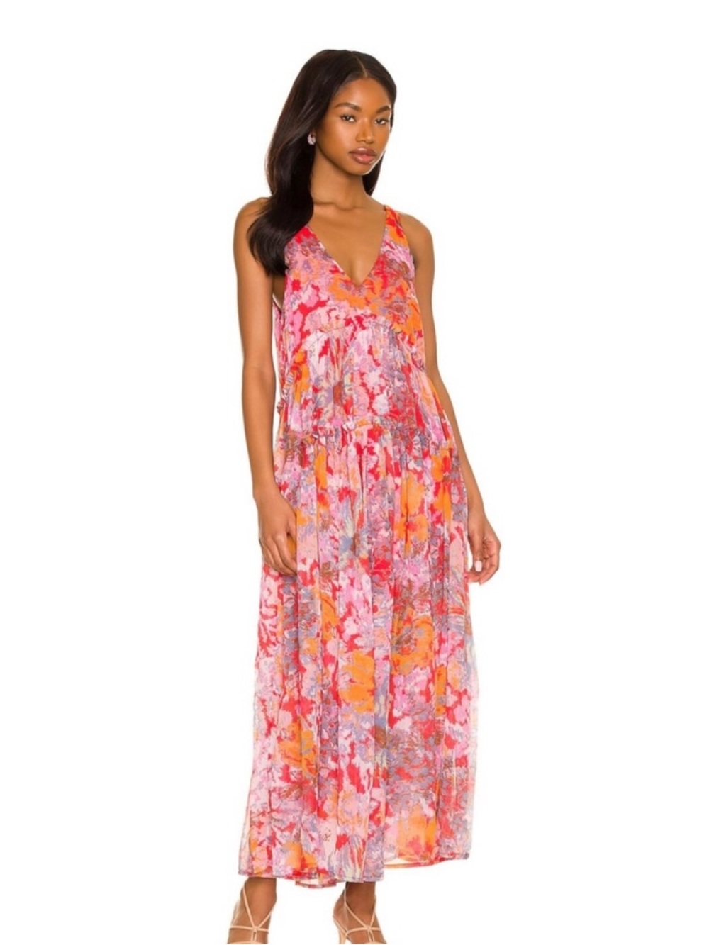 Free People Julianna Maxi Dress in Cherry Combo Size Small